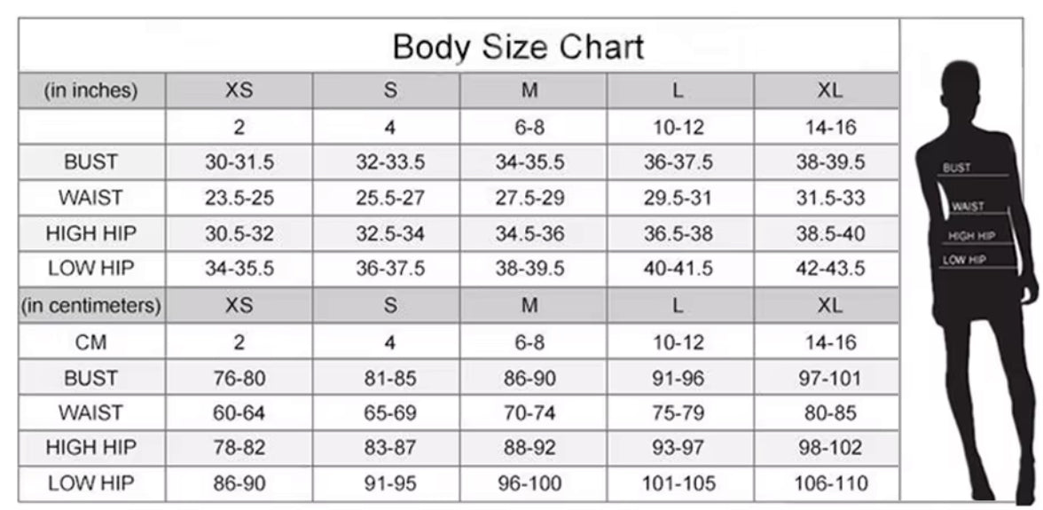 Party Dress Size Chart