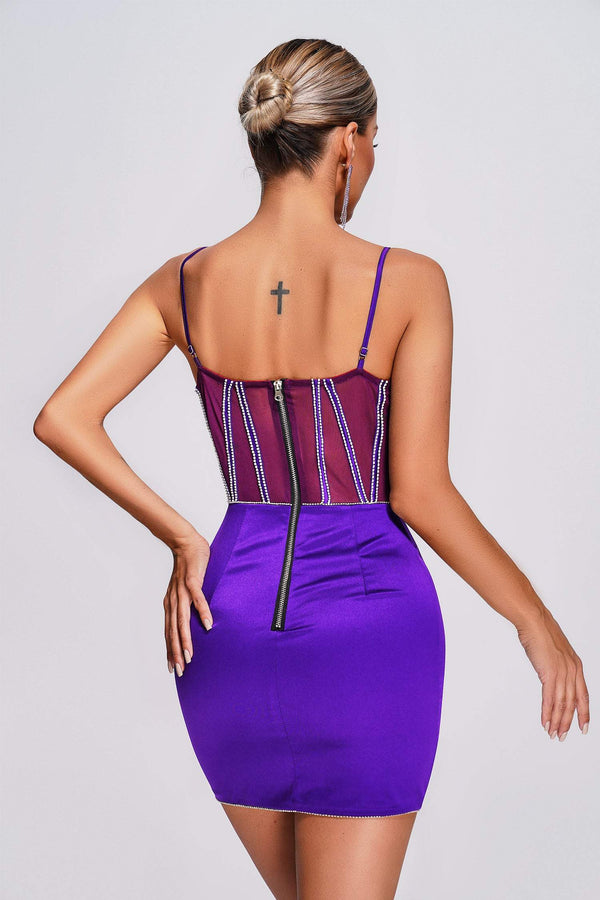 Violet Bodycon Party Mini Dress Candy Cane Lane